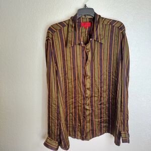 Hugo Boss Silk Relaxed Fit Button Down Shirt Sz Xl